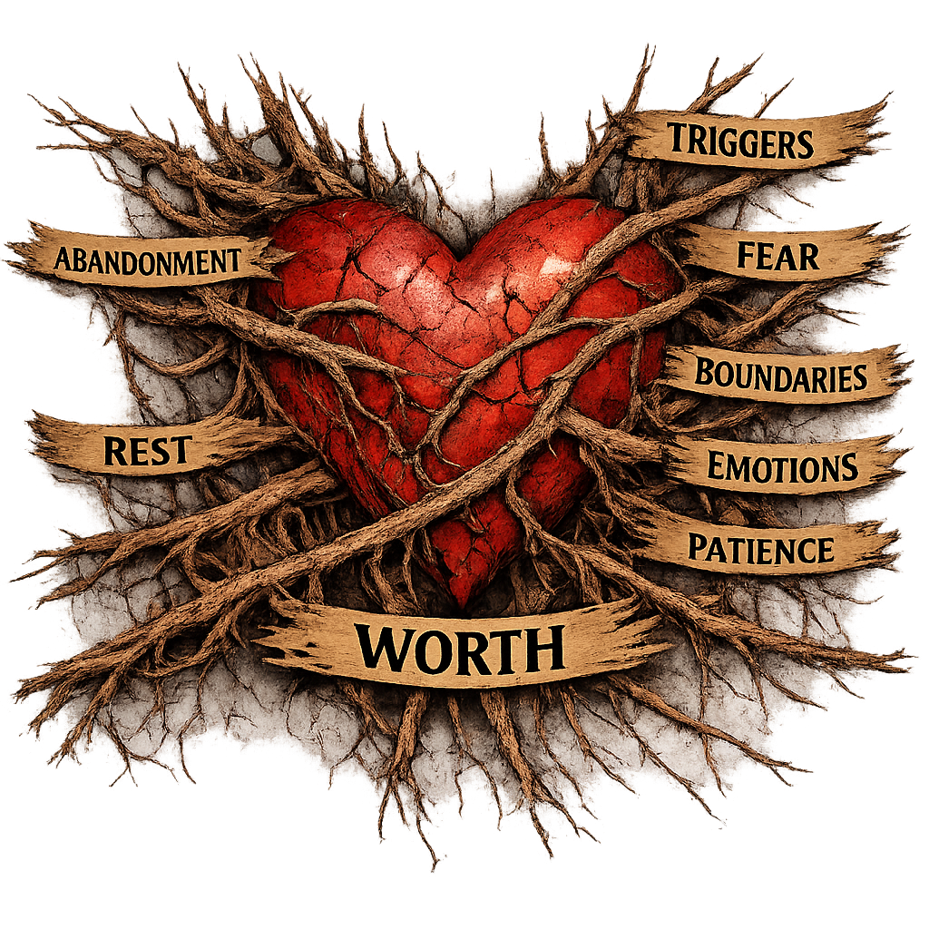 Heart with fewer roots — beginning to loosen