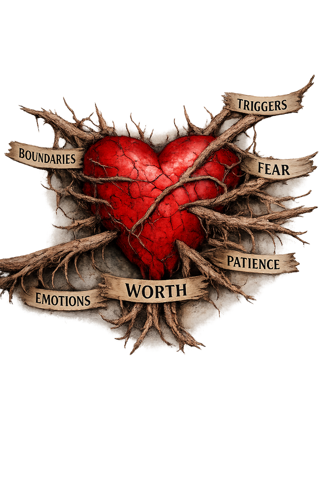 Heart emerging from the roots